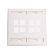42080-8WP QuickPort Standard Size Wallplate With ID Window, 2 Gangs, 4-5/8 in W, Plastic, Surface Mount