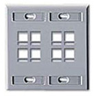 QuickPort Wallplate with ID window, dual gang, 8-port, grey