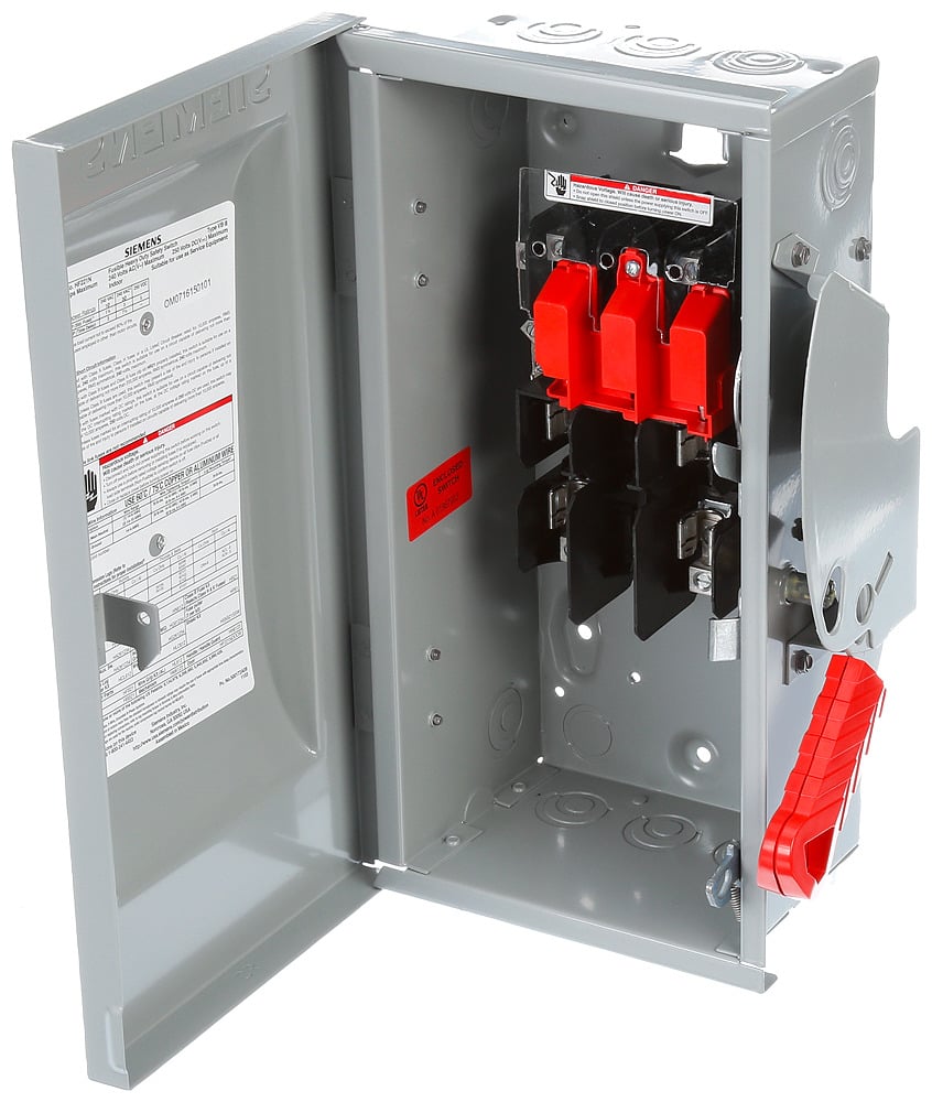 HNF362G Type VBII Enclosed Heavy Duty Non-Fusible Single Throw Safety Switch, 600 V AC, 60 A, 25 hp, 60 hp, 3 Poles