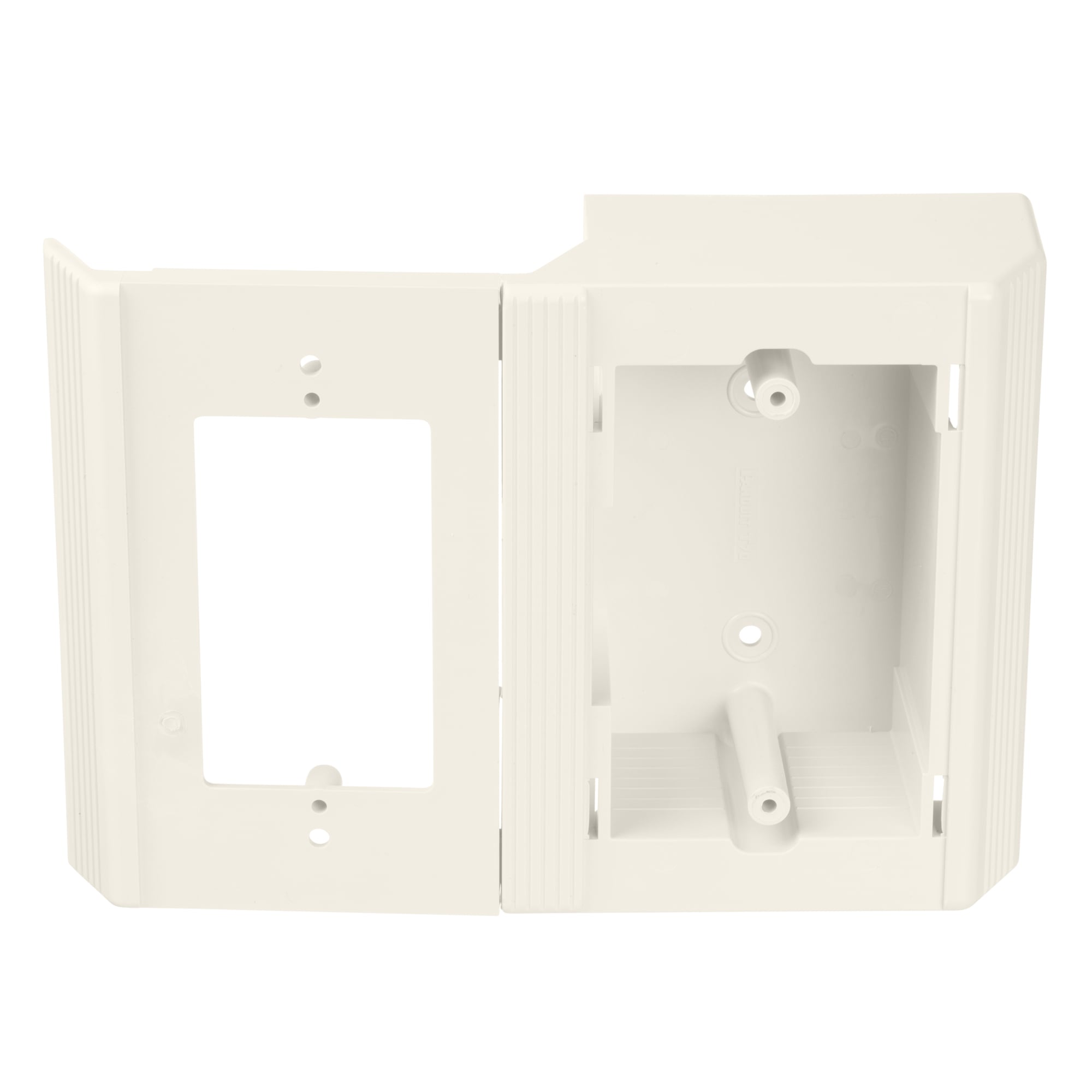 T70WCWH 2-Piece Faceplate Snap-On Outlet Box, 5.2 in L x 7.52 in W x 2.09 in H, PVC, White