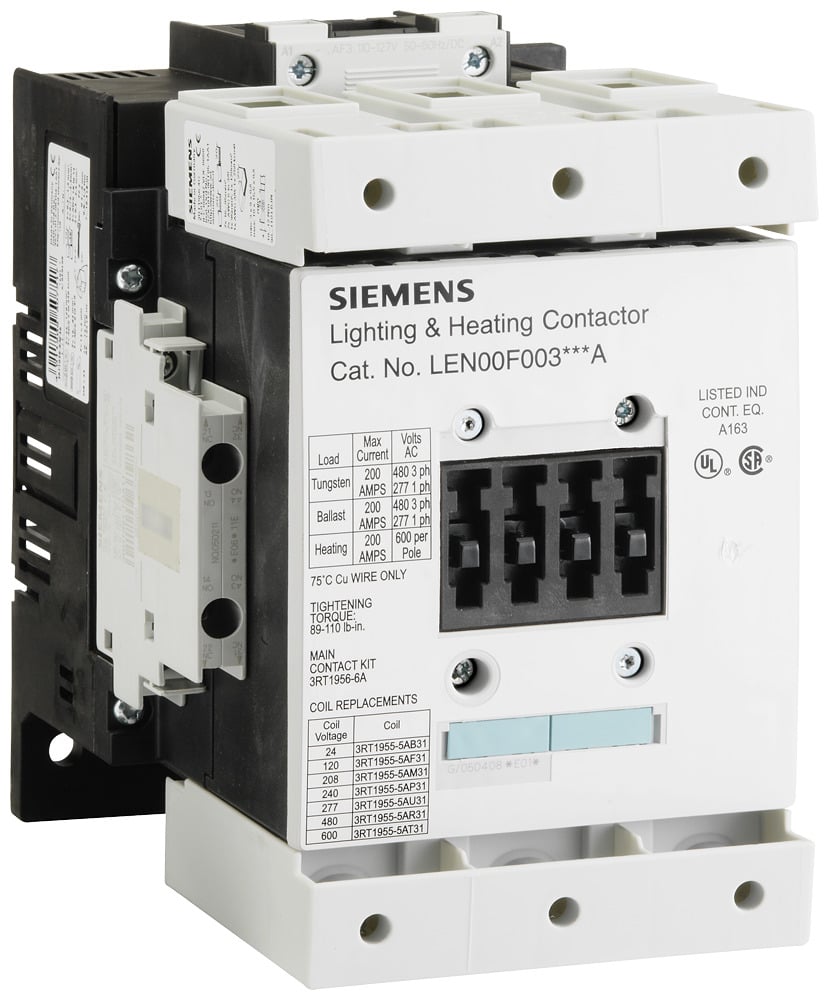 LEN00F003277A Class LE Electrically Held Lighting Contactor, 277 VAC V Coil, 3NO Contact, 3 Poles