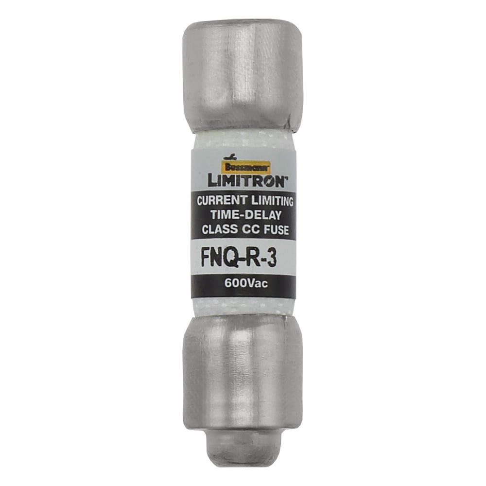 FNQ-R-3 CC-Tron Current Limiting High Inrush Time Delay Fuse, 3 A, 600 V, 200 kAIC Interrupt, CC Class, Cylindrical Body