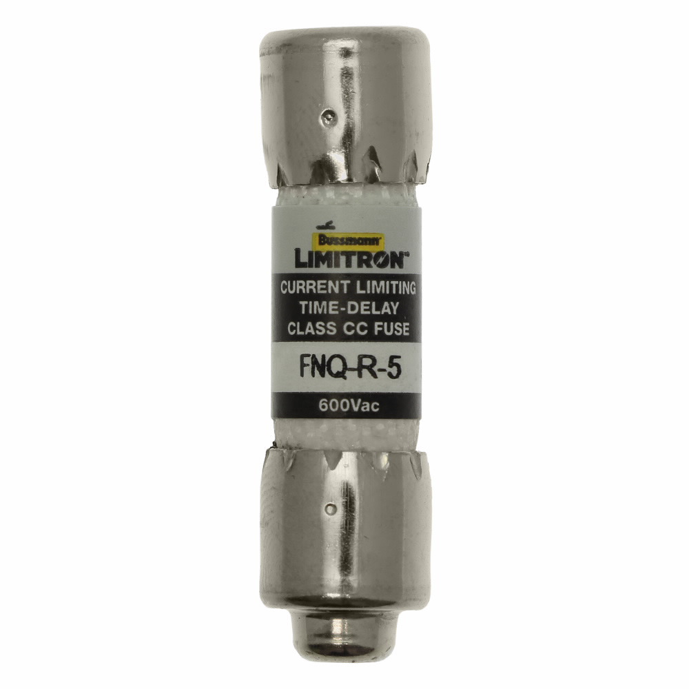 Eaton Bussmann series FNQ-R fuse, 5 A, Class CC, Non-indicating, Ferrule end x ferrule end, 12 sec at 200%, 200 kAIC, Melamine tube, Standard, 600 V