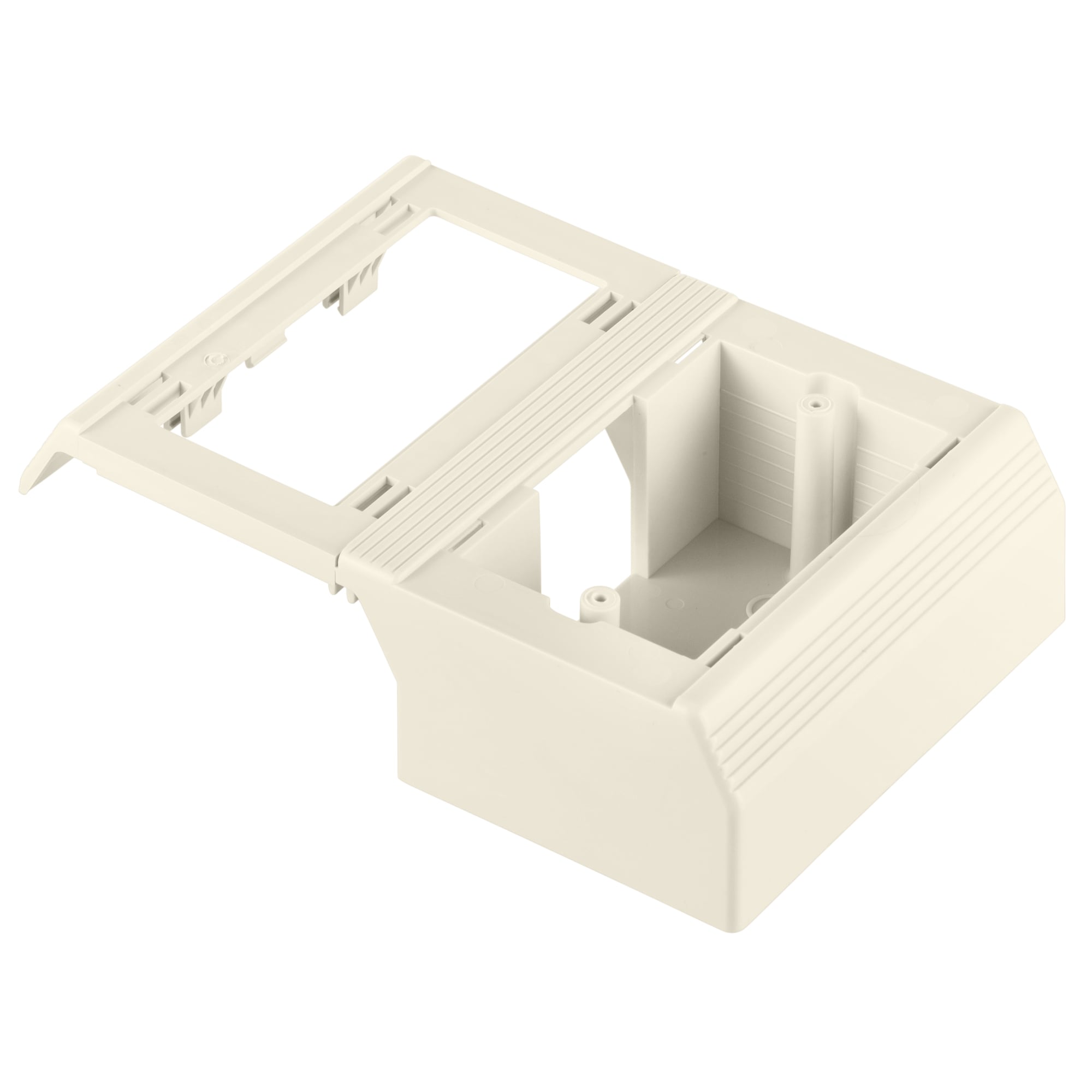 T70WC2IW 2-Piece Faceplate Snap-On Outlet Box, 5.2 in L x 7.52 in W x 2.09 in H, PVC, Office White