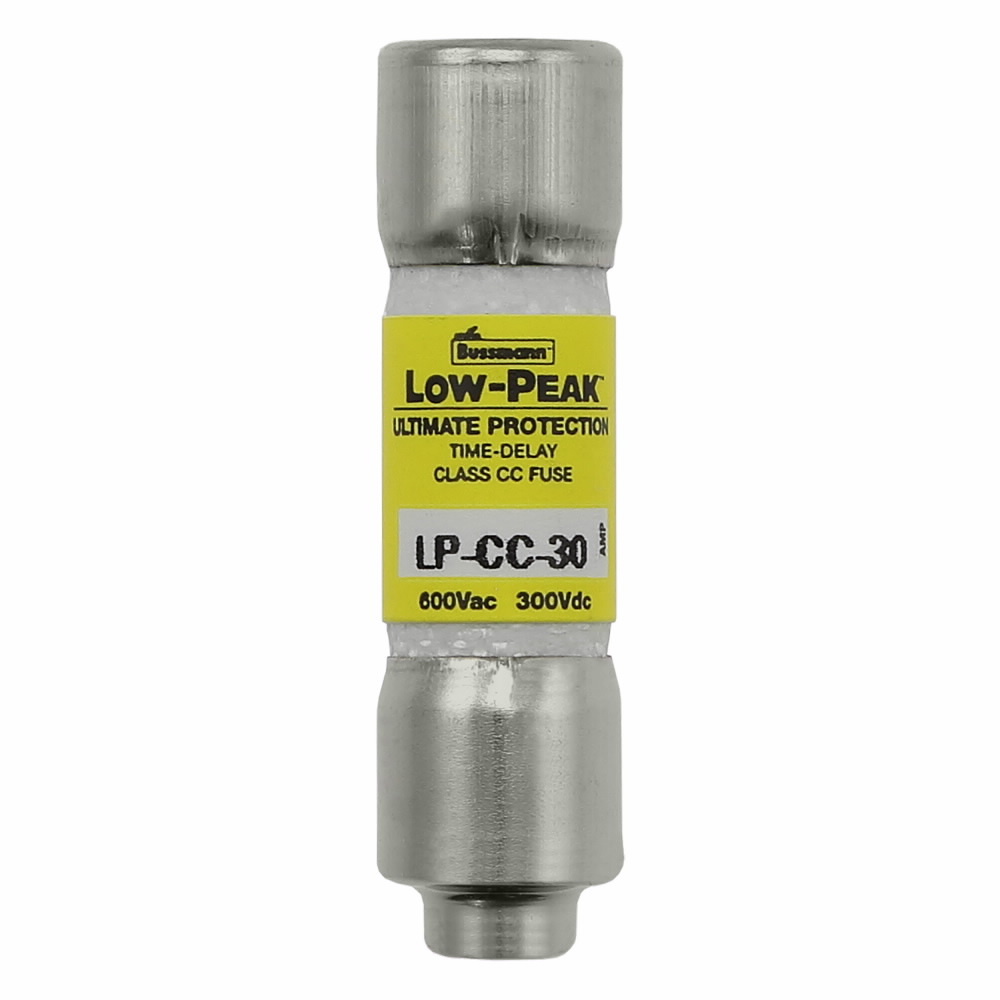 LP-CC-2-8/10 Low-Peak Current Limiting Time Delay Fuse, 2.8 A, 600 V AC/300 V DC, 200/20 kAIC Interrupt, CC Class, Cartridge Body