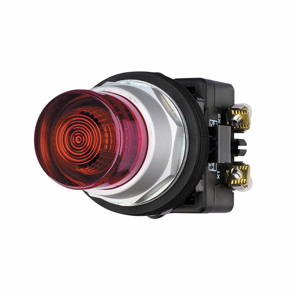 HT8GBRV7 Oil/Watertight Illuminated Pushbutton Operator, 30.5 mm, Extended Operator, Momentary Contact, Red