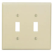 PJ2-E Midway Size Traditional Wall Plate, 2 Gangs, 4.94 in W x 4.875 in H, Thermoplastic, Black