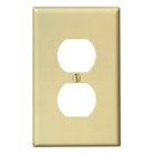 1-Gang Duplex Device Receptacle Wallplate, Midway Size, Thermoset, Device Mount, Ivory