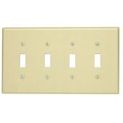 PJ4-W Midway Size Traditional Wall Plate, 4 Gangs, 8.56 in W x 4.875 in H, Thermoplastic, White