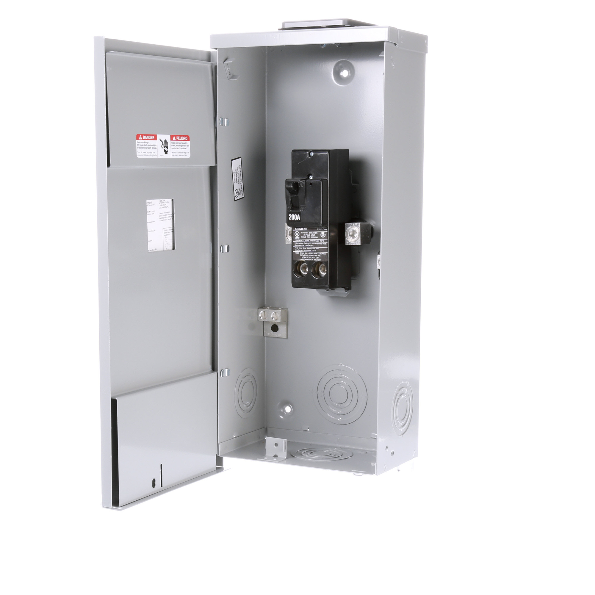 W0202MB1200CU Single Phase Main Breaker Load Center, 120/240 V AC, 200 A, 2 Poles, 22 kA Interrupt