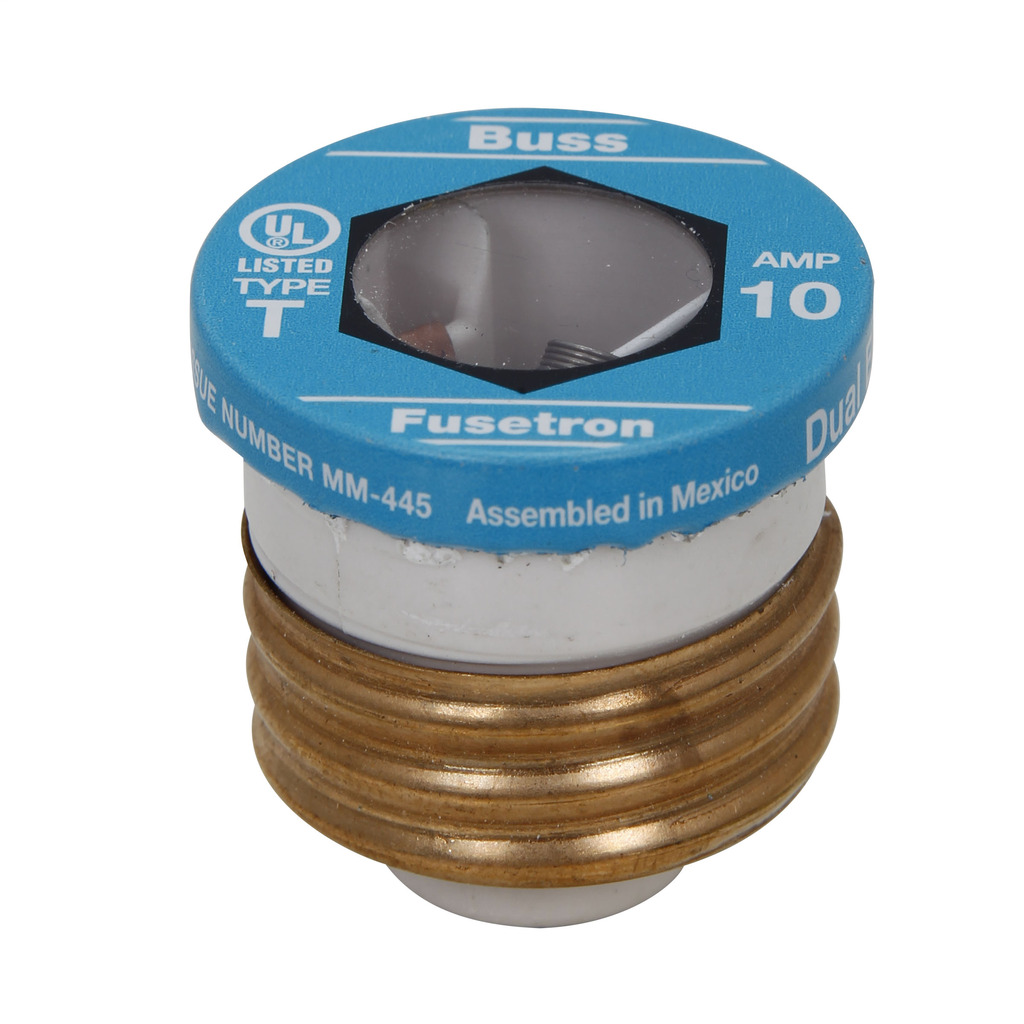 T-1/2 Fusetron  Heavy Duty Low Voltage Time Delay Plug Fuse, 500 A, 125 V AC, 10 kAIC Interrupt, Edison Base/Round Body