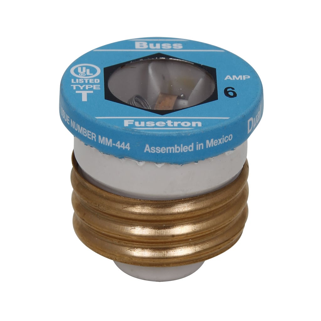 T-6 Fusetron  Heavy Duty Low Voltage Time Delay Plug Fuse, 6 A, 125 V AC, 10 kAIC Interrupt, Edison Base Body