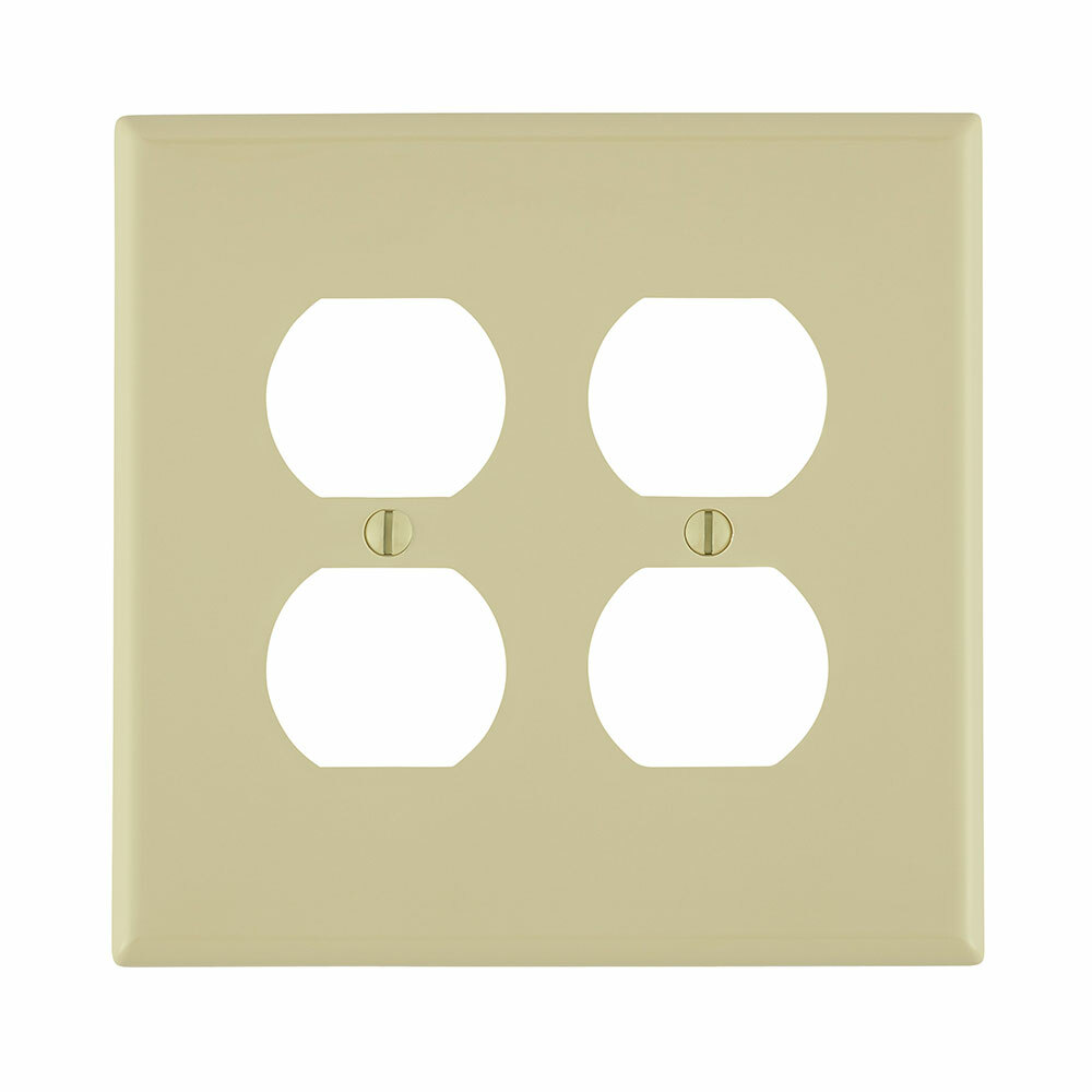 PJ82-I Midway Size Wall Plate, 2 Gangs, 4.94 in W x 4.875 in H, Thermoplastic, Ivory