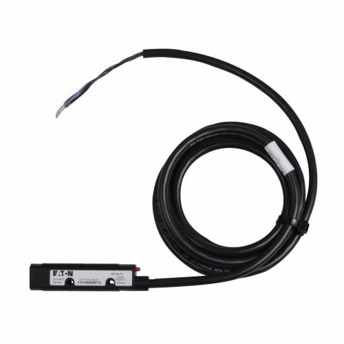 13105A6513 Comet 3/4-Wire Forward Viewing Fine Spot Photoelectric Sensor, Tubular Shape, 2 in, Red Laser Sensing Beam, 10 ms Response, AC L1 Switch/DC NPN Open Collector Output