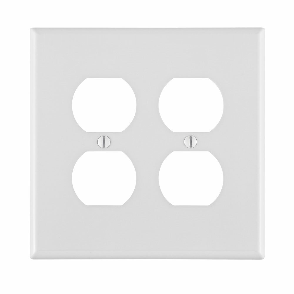 PJ82-W Midway Size Wall Plate, 2 Gangs, 4.94 in W x 4.875 in H, Thermoplastic, White