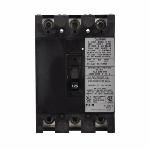 CC3175 Type CC Molded Case Circuit Breaker, 240 V AC, 175 A, 10 kA Interrupt, 3 Poles, Thermal Magnetic Trip