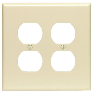 PJ82-GY Midway Size Wall Plate, 2 Gangs, 4.94 in W x 4.875 in H, Thermoplastic, Gray