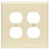 PJ82-E Midway Size Wall Plate, 2 Gangs, 4.94 in W x 4.875 in H, Thermoplastic, Black