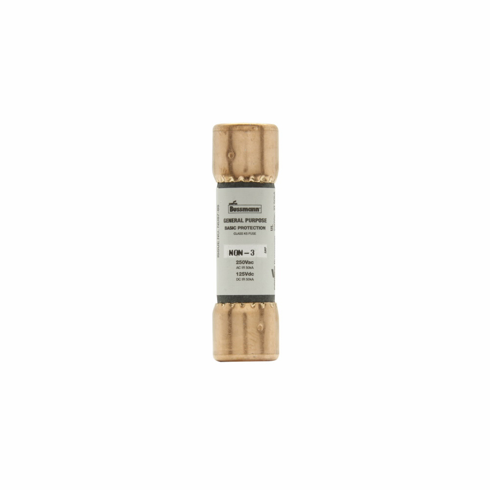 NON-3 One-Time General Purpose Fast Acting Non-Current Limiting Fuse, 3 A, 250 V AC/125 V DC, 50 kAIC Interrupt, Class: H, Cylindrical Body