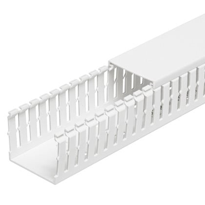 MC25X75WH2 Panduct Type MC Metric Wiring Duct With DIN 43659 Mounting Holes, 0.19 in Narrow Slot Slot, 0.97 in W x 2.35 in D, PVC