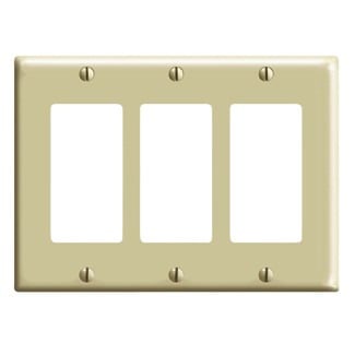 PJ263-I Midway Sizes Wall Plate, 3 Gangs, 6.75 in W x 4.88 in H, Thermoplastic, Ivory