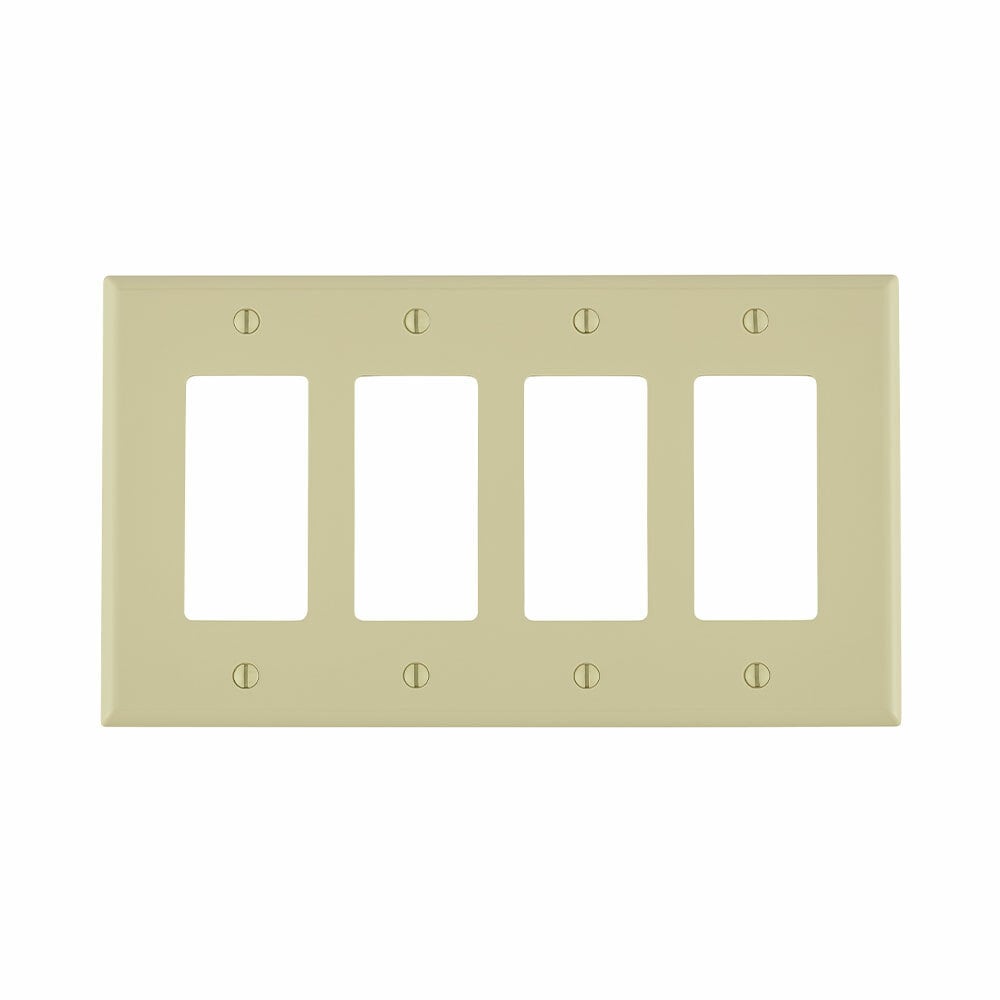 PJ264-I Midway Sizes Wall Plate, 4 Gangs, 8.56 in W x 4.88 in H, Thermoplastic, Ivory