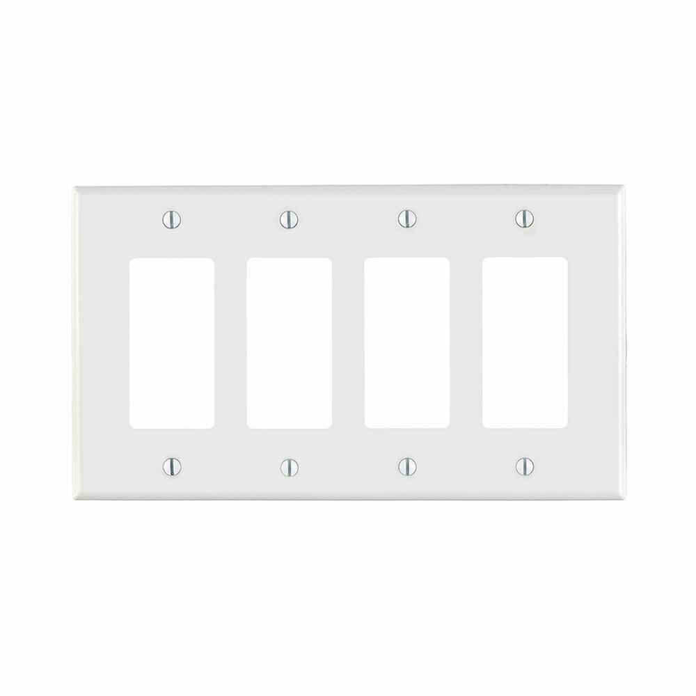 PJ264-W Midway Sizes Wall Plate, 4 Gangs, 8.56 in W x 4.88 in H, Thermoplastic, White