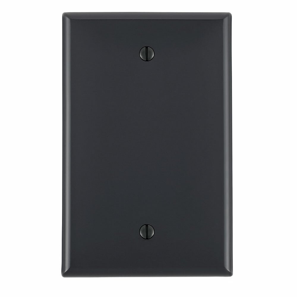 PJ13-E Midway Size Blank Wall Plate, 1 Gangs, 3-1/8 in W x 4-7/8 in H, Thermoplastic Nylon, Black