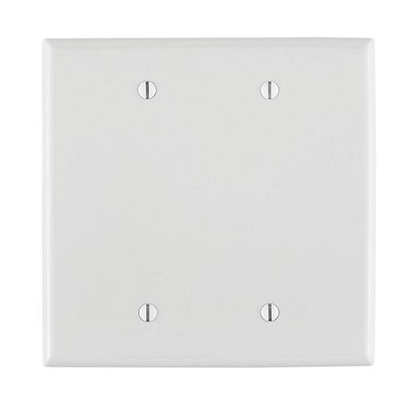 PJ23-W Midway Size Blank Wall Plate, 2 Gangs, 4.937 in W x 4.93 in H, Thermoplastic Nylon, White