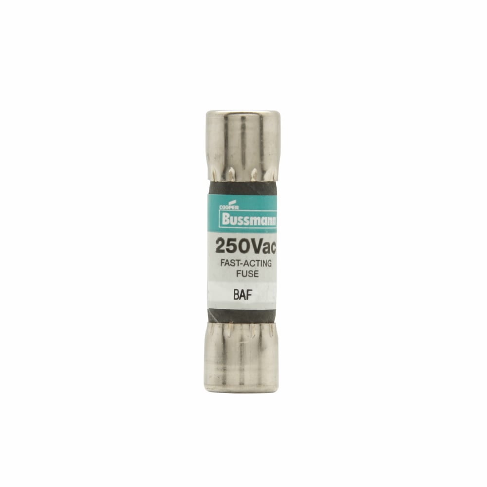 Eaton Bussmann series BAF fuse, Fast acting Midget fuse, General purpose circuits, lighting circuit protection, meter circuits, 9 A, Non-indicating, 200 AIC at 250 Vac,10 kAIC at 125 Vac, Nickel-plated brass endcaps, Standard, 250 V