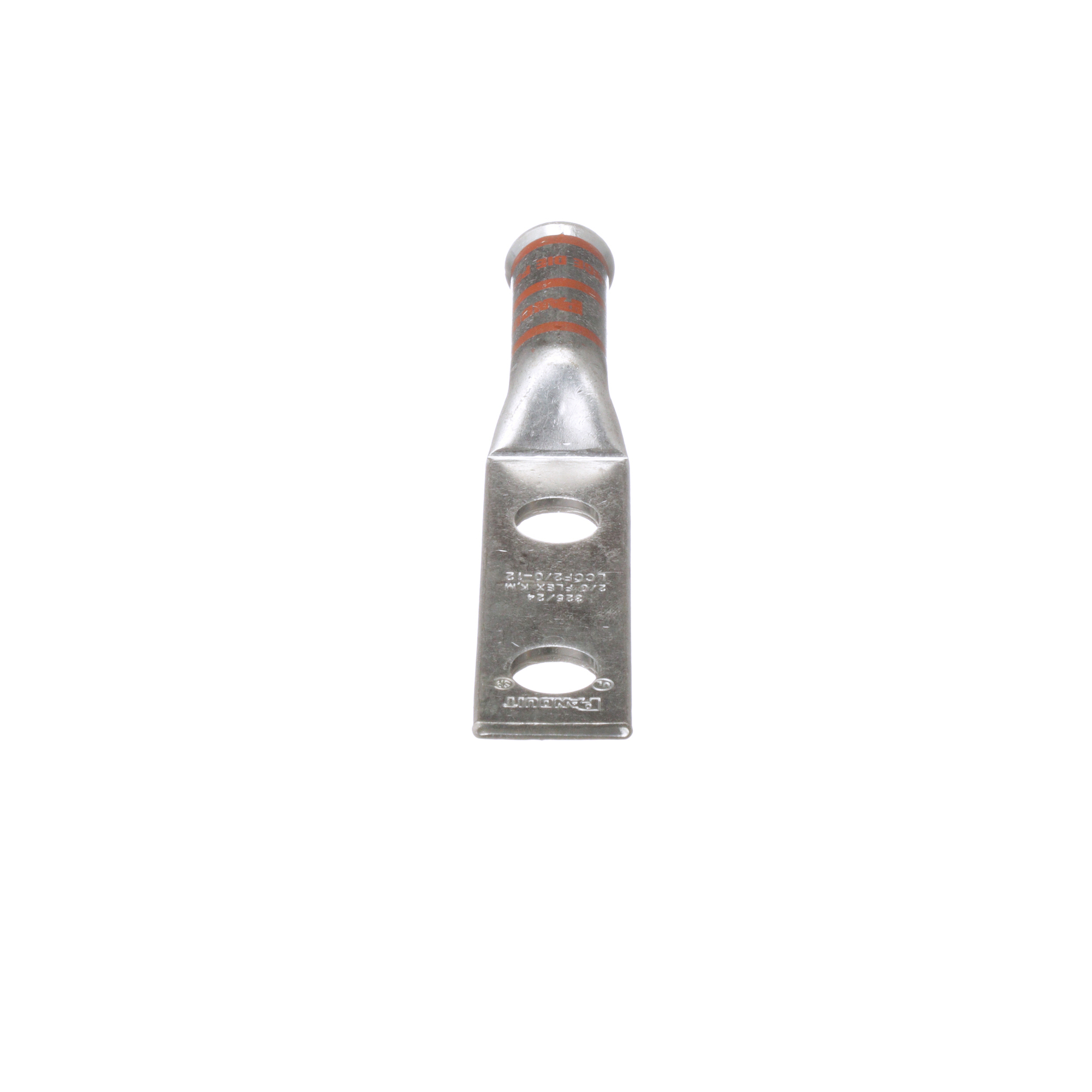 LCCF2/0-12-X Pan-Lug 2-Hole Compression Connector Lug, 2/0 AWG Extra-Flexible/Flexible Copper Conductor, Die Code: P50, 42.767 in Stud, Copper