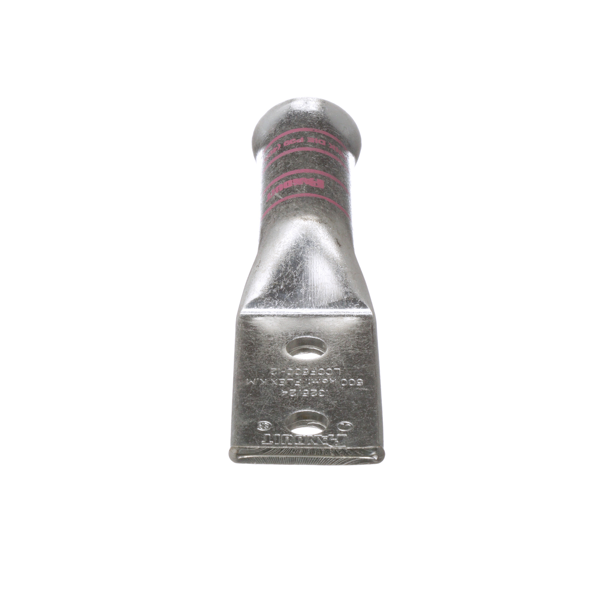 LCCF500-12-6 Pan-Lug 2-Hole Compression Connector Lug, 500 kcmil, 535.3 kcmil Extra-Flexible/Flexible Copper Conductor, Die Code: P99, 42.767 in Stud, Tin Plated Copper