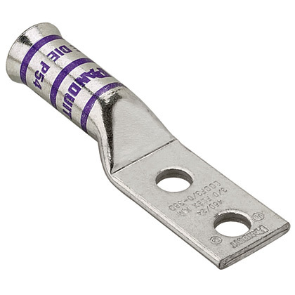 LCCF600-12-6 Pan-Lug 2-Hole Compression Connector Lug, 646.4 kcmil Extra-Flexible/Flexible Copper Conductor, Die Code: P106, 42.767 in Stud, Copper