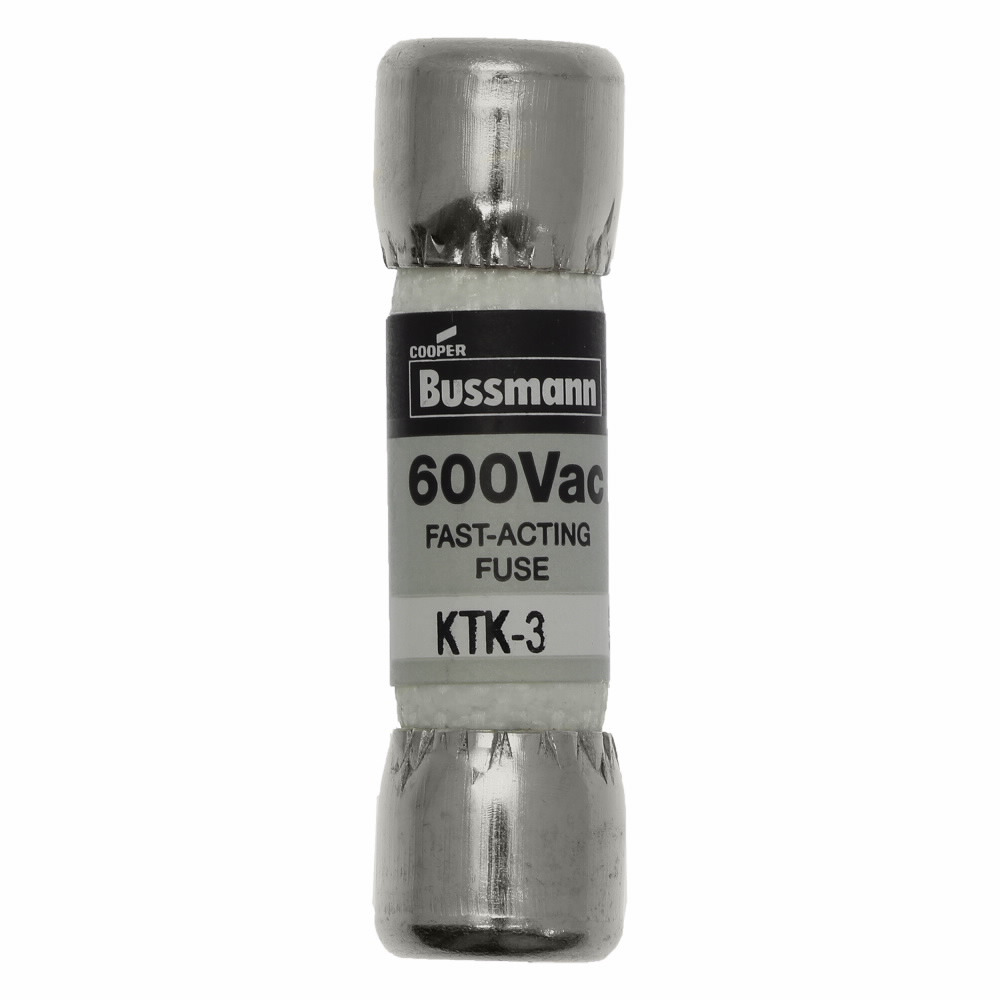 KTK-3 Limitron Fast Acting Low Voltage Supplemental Fuse, 3 A, 600 V AC, 100 kAIC Interrupt, Class: Supplemental, Cartridge Body