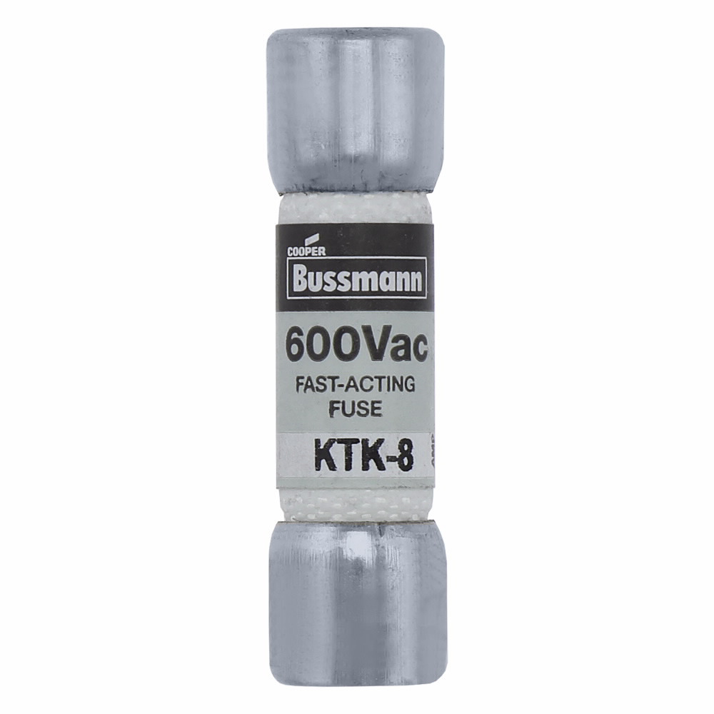 KTK-8 Limitron Low Voltage Supplemental Fuse, 8 A, 600 V AC, 100 kAIC Interrupt, Class: Supplemental, Cartridge Body