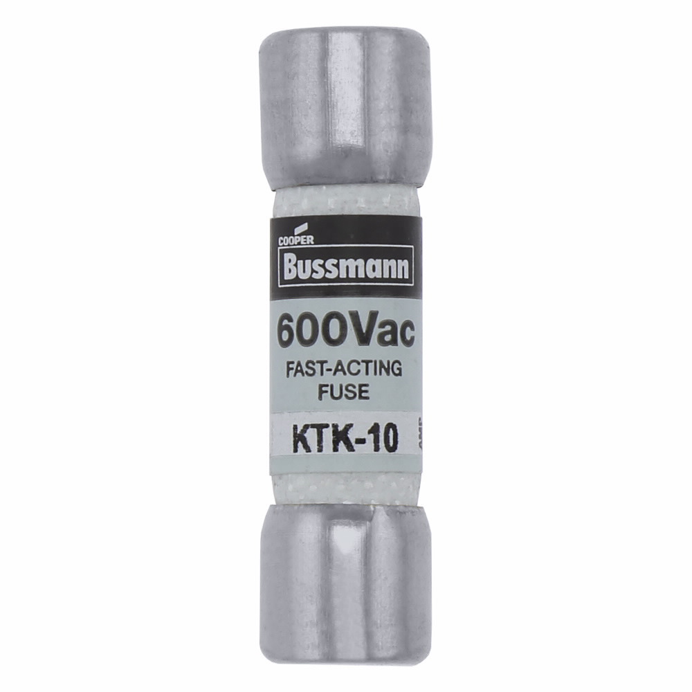 KTK-10 Limitron Fast Acting Low Voltage Supplemental Fuse, 10 A, 600 V AC, 100000 A Interrupt, Class: Supplemental, Cartridge Body