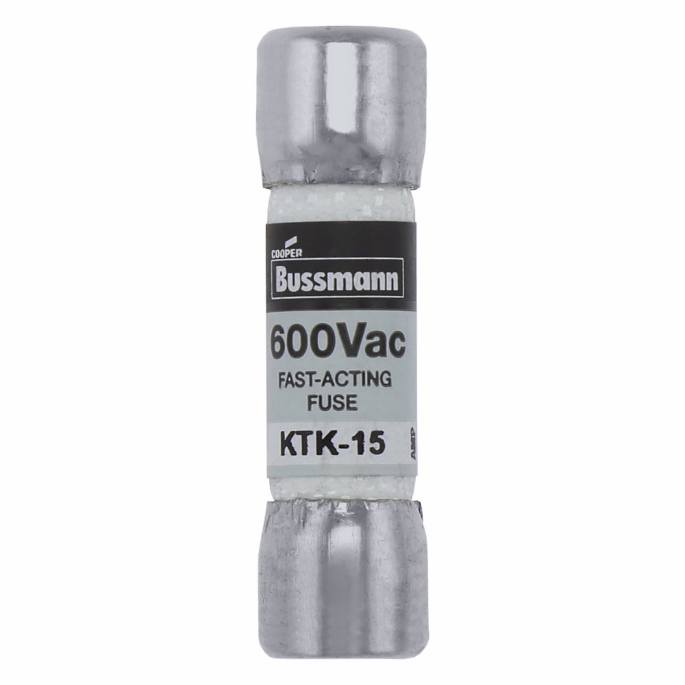 KTK-15 Limitron Fast Acting Fuse, 15 A, 600 V AC, 100000 A Interrupt, Class: Supplemental, Cartridge Body