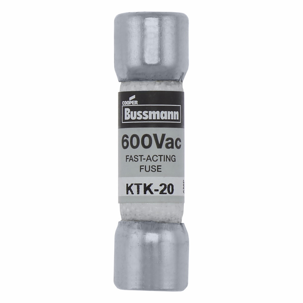 KTK-20 Limitron Fast Acting Low Voltage Supplemental Fuse, 20 A, 600 V AC, 100 kAIC Interrupt, Class: Supplemental, Cartridge Body