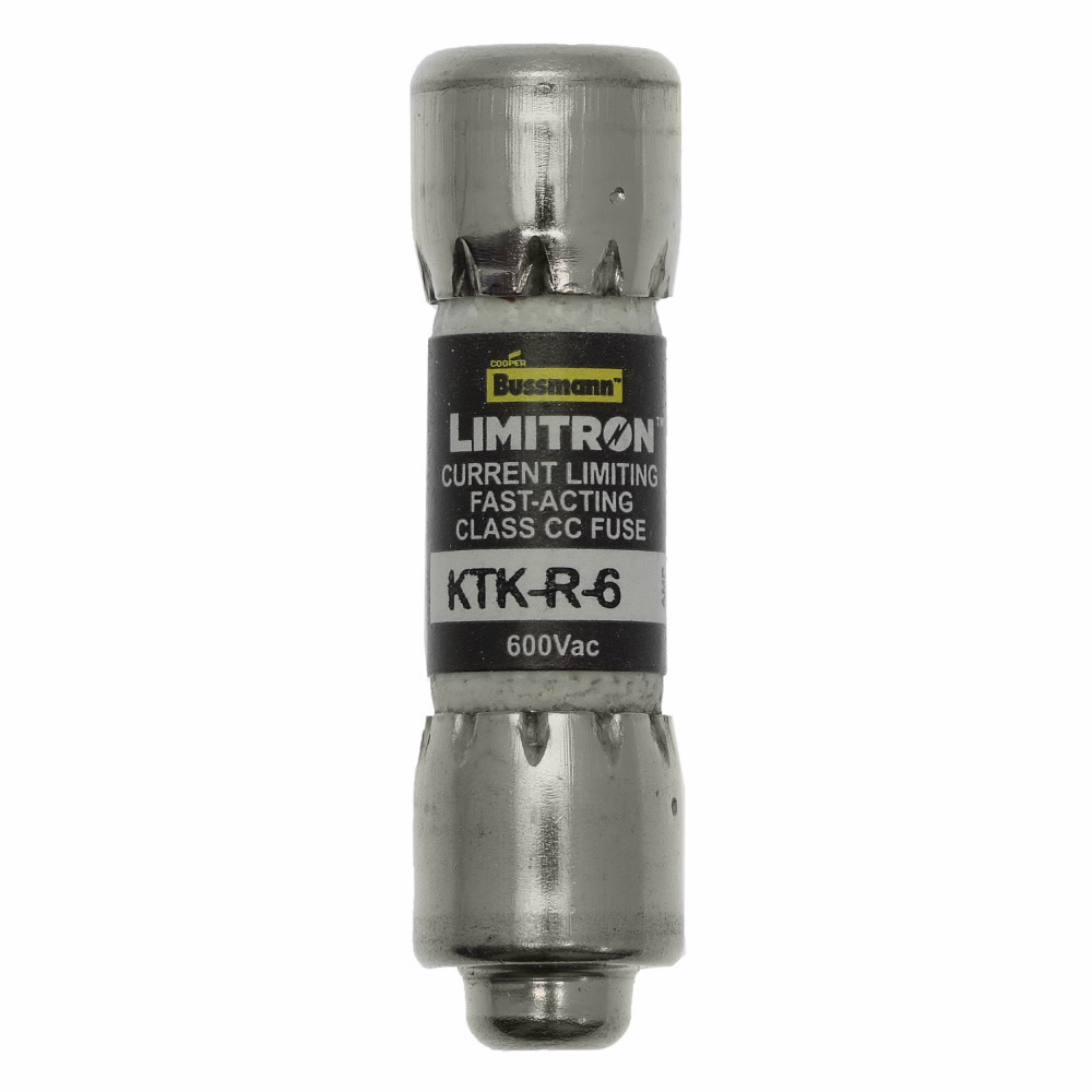 KTK-R-6 Limitron Current Limiting Fast Acting Fuse, 6 A, 600 V, 200 kAIC Interrupt, CC Class, Cylindrical Body