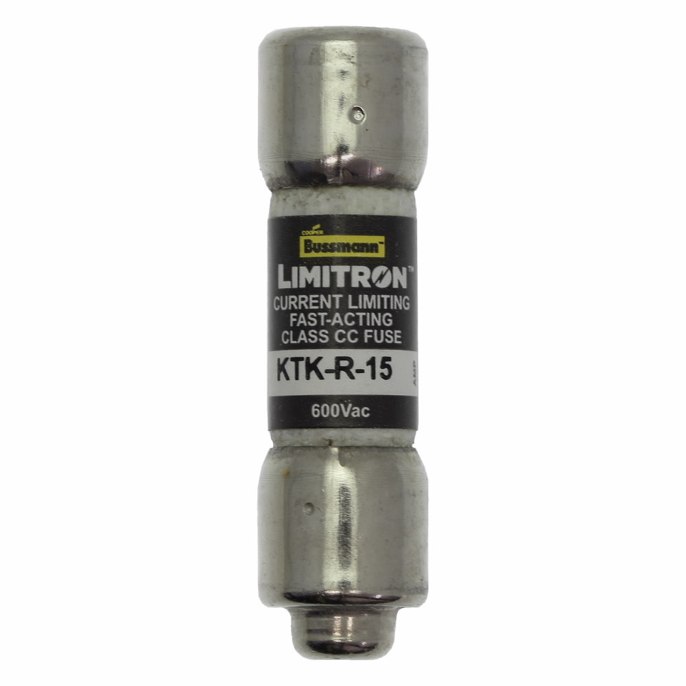 KTK-R-15 Limitron Current Limiting Fast Acting Fuse, 15 A, 600 V, 200 kAIC Interrupt, CC Class, Cylindrical Body