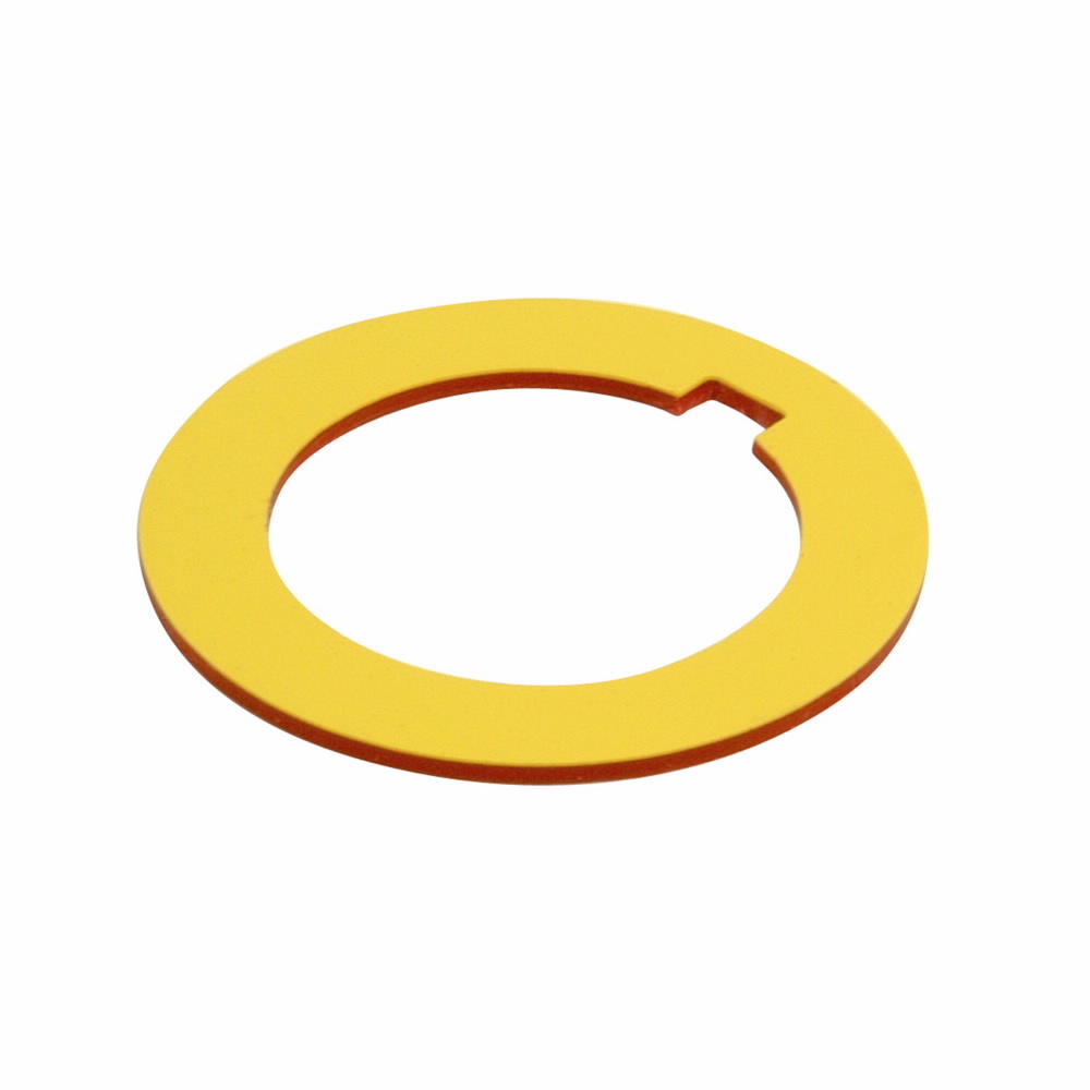 10250TRP78 Blank Visual Aid Legend Plate With Pin, 1.77 in H x 1.77 in W, Round Plate, Plastic, Red/Yellow Field