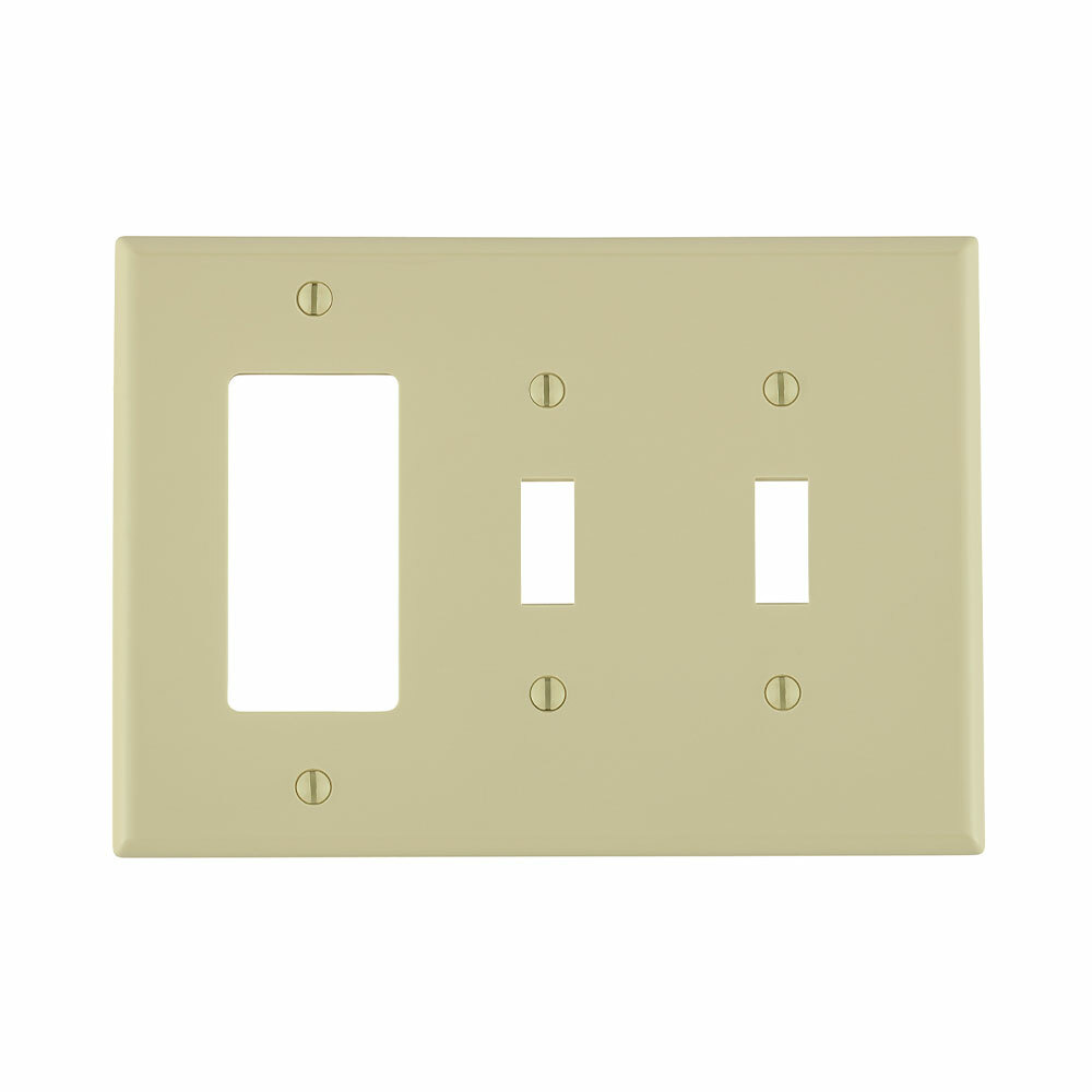 PJ226-I Midway Size Combination Wall Plate, 3 Gangs, 6-3/4 in W x 4-7/8 in H, Thermoplastic, Ivory