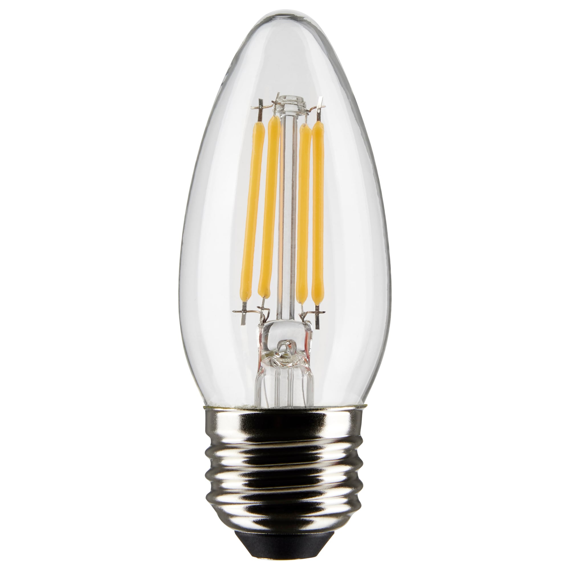 S21285 Filament Bulb, 4 W, 40 W Incandescent Equivalent, E26 Lamp Base, B11 Shape, 350 Lumens