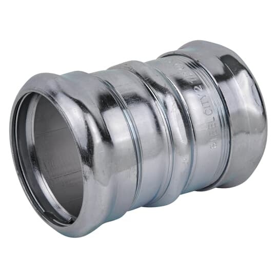 TK117A Steel City Compression Coupling, 2-1/2 in, For Use With EMT Conduit, Steel, Zinc Plated