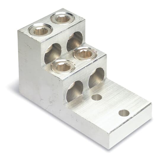 ASL60-42 Blackburn Type ASL-ALCUL Dual Rated Mechanical Connector, 2 AWG to 600 kcmil Aluminum/Stranded Copper Conductor, 13/32 in Stud, 2 Bolt Holes, Aluminum