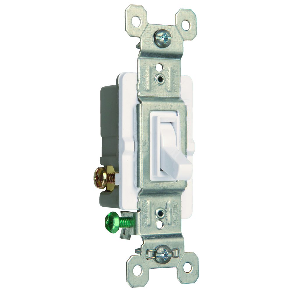 663SWG 15 Amp,120V Trademaster Self-Grounding|3-Way Toggle Switch, White