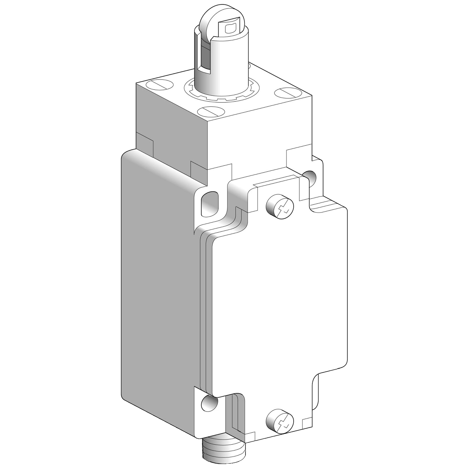 XCKJ167D OsiSense Fixed Heavy Duty Standard Format Limit Switch, 240 V AC/250 V DC, 10 A, Spring Return Roller Plunger Actuator, 1NO-1NC Contact, 2 Poles