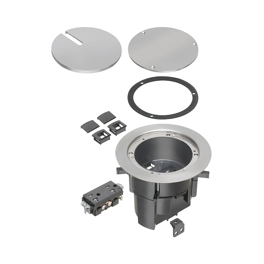 FLBR5420NL Floor Box Kit, Die Cast Zinc/Plastic/Steel, 1 Gangs, 1 Outlets, 6.55 in L x 3.775 in H