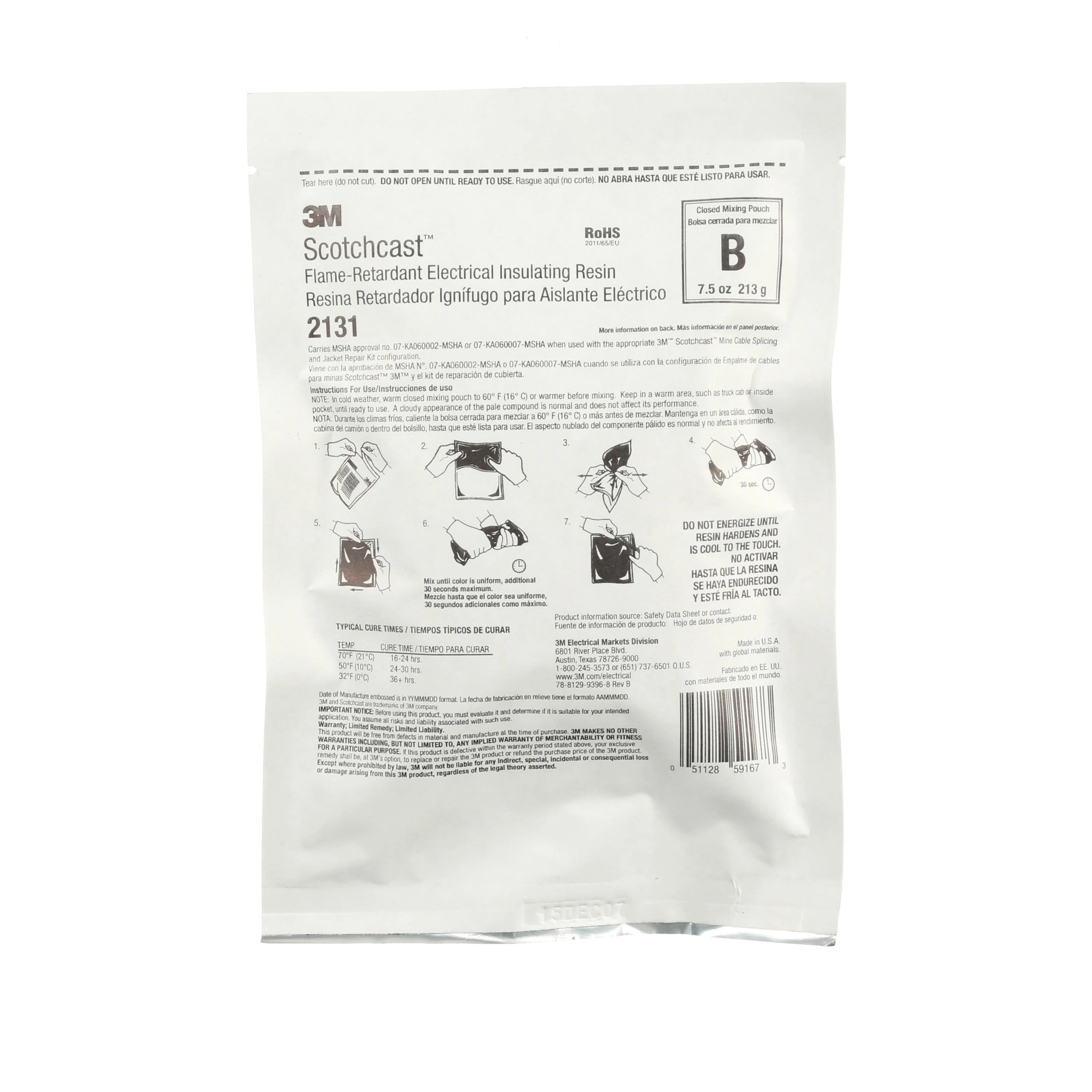 7000006239 2131 2-Part Flame Retardant Compound, 7.5 oz Container Pouch Container, Liquid Form, Pungent Odor/Scent