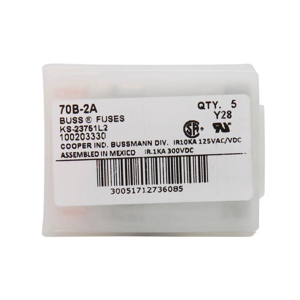 70G-1/2A Telpower Pin Telecommunications Fuse, 0.5 A, 125 V AC/300 V DC, 1 kA Interrupt, Cartridge Body